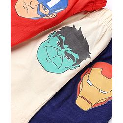 Babyhug Marvel 100% Cotton Knit Single Jersey Briefs With Avenger Graphic Pack of 3 - Beige, Red & Navy Blue