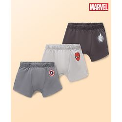 Babyhug Marvel Single Jersey Knit Brief with Avenger Graphic Pack of 3 - Brown, Grey, Light Grey