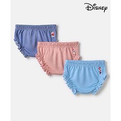 Babyhug Disney 100% Cotton Single Jersey Knit Mid Thigh Bloomers with Daisy Duck Minnie Mouse & Marie Graphic Print Pack of 3 - Pink Light Violet Light Blue