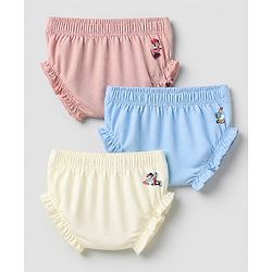 Babyhug Disney 100% Cotton Single Jersey Knit Solid Bloomers Pack of 3 in White Blue & Pink