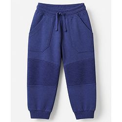 Babyhug Cotton Looper Knit Full Length Solid Track Pant - Navy Blue
