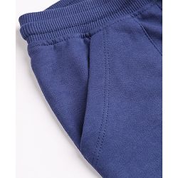 Babyhug Cotton Looper Knit Full Length Solid Track Pant - Navy Blue