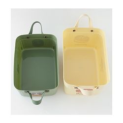 Babyhug Good Things Printed Storage Boxes Set of 2 Cream & Green | Large & Medium Sizes | Side Handles | Multipurpose Home Organizer | Unisex