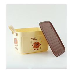 Babyhug Good Things Printed Storage Boxes Set of 2 Cream & Green | Large & Medium Sizes | Side Handles | Multipurpose Home Organizer | Unisex