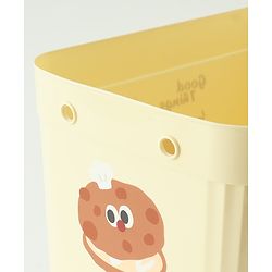 Babyhug Good Things Printed Storage Boxes Set of 2 Cream & Green | Large & Medium Sizes | Side Handles | Multipurpose Home Organizer | Unisex