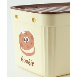 Babyhug Good Things Printed Storage Boxes Set of 2 Cream & Green | Large & Medium Sizes | Side Handles | Multipurpose Home Organizer | Unisex