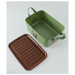 Babyhug Good Things Printed Storage Boxes Set of 2 Cream & Green | Large & Medium Sizes | Side Handles | Multipurpose Home Organizer | Unisex