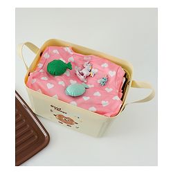 Babyhug Good Things Printed Storage Boxes Set of 2 Cream & Green | Large & Medium Sizes | Side Handles | Multipurpose Home Organizer | Unisex