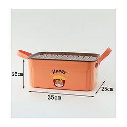 Babyhug Good Things Printed Storage Boxes Set of 2 Cream & Green | Large & Medium Sizes | Side Handles | Multipurpose Home Organizer | Unisex