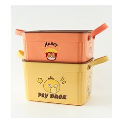 Babyhug Good Things Printed Storage Boxes Set of 2 Cream & Green | Large & Medium Sizes | Side Handles | Multipurpose Home Organizer | Unisex