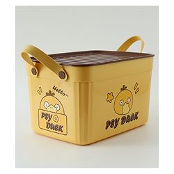 Babyhug Good Things Printed Storage Boxes Set of 2 Cream & Green | Large & Medium Sizes | Side Handles | Multipurpose Home Organizer | Unisex