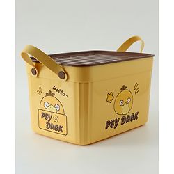 Babyhug Good Things Printed Storage Boxes Set of 2 Cream & Green | Large & Medium Sizes | Side Handles | Multipurpose Home Organizer | Unisex