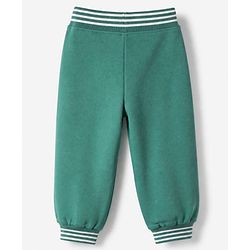 Babyhug Cotton Looper Knit Jogger Fit Full Length Lounge Pant with Happy Print - Green