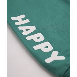 Babyhug Cotton Looper Knit Jogger Fit Full Length Lounge Pant with Happy Print - Green
