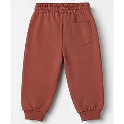 Babyhug Cotton Looper Knit Full Length Track Pant with Dog Applique - Brown