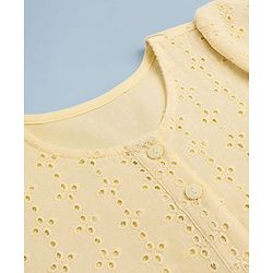 Babyhug Cotton Schiffili Woven Fit and Flare Frock with Puffed Sleeves in Cream