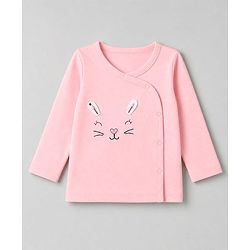 Babyhug 100% Cotton Interlock Knit Front Open Full Sleeves Jhablas With Polka Dot, Floral Print & Bunny Ear Applique Pack of 3 - Lilac, White & Pink