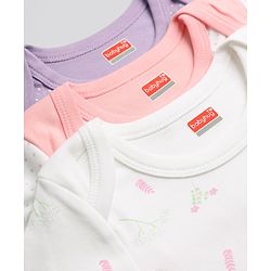 Babyhug 100% Cotton Interlock Knit Full Sleeve Onesies With Polka Dot & Floral Printed Pack of 3 - White, Lilac & Pink