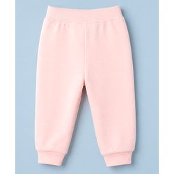 Babyhug Cotton Looper Knit Jogger Fit Full Length Lounge Pants with Heart Applique - Pink