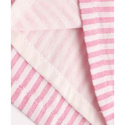 Babyhug Cotton Woven One Piece Dress with Half Sleeves and Striped Print - Pink