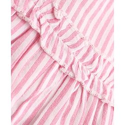 Babyhug Cotton Woven One Piece Dress with Half Sleeves and Striped Print - Pink