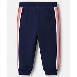 Babyhug Cotton Looper Knit Full Length Track Pants With Heart Patch - Navy Blue