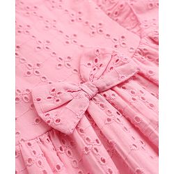 Babyhug 100% Cotton Woven Dress with Sleeveless and Bow Detail in Pink for 3-6 Months