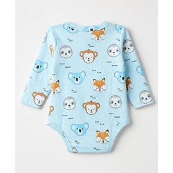 Babyhug 100% Cotton Interlock Knit Full Sleeves Onesie With Animal Print Pack of 3 - Pink & Blue