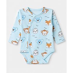 Babyhug 100% Cotton Interlock Knit Full Sleeves Onesie With Animal Print Pack of 3 - Pink & Blue