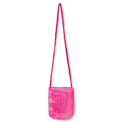 Babyhug Mesh Woven Cap Sleeves Party Dress With Sequin Detailing & Sling Bag - Dark Pink