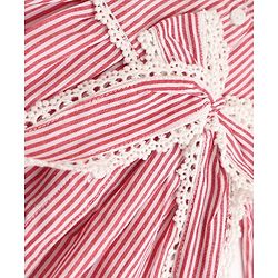 Babyhug Cotton Woven One Piece Dress with Full Sleeves and Striped Print - Pink