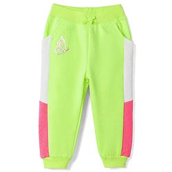 Babyhug 100% Cotton Looper Knit Lounge Pant with Full Length and Butterfly Embroidery in Lime Green