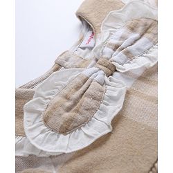 Babyhug Cotton Woven Full Sleeves Frock With Tartan Plaid Print in White