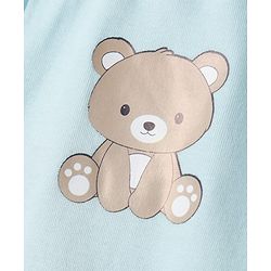 Babyhug 100% Cotton Knit Full Length Striped Bootie Leggings With Bear Print Pack of 3 - Blue, White & Black