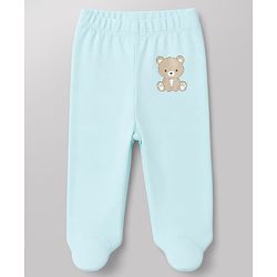 Babyhug 100% Cotton Knit Full Length Striped Bootie Leggings With Bear Print Pack of 3 - Blue, White & Black