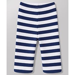 Babyhug 100% Cotton Knit Full Length Striped Bootie Leggings With Bear Print Pack of 3 - Blue, White & Black