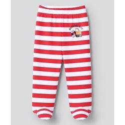 Babyhug 100% Cotton Knit Full Length Striped Bootie Leggings with Vehicle Print Pack of 3 - Yellow Red White