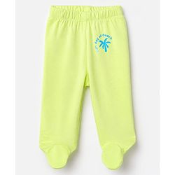 Babyhug Cotton Knit Striped Bootie Leggings With Boat Print Pack of 3 - Navy Blue, Limegreen & Light Blue