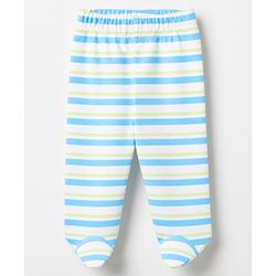 Babyhug Cotton Knit Striped Bootie Leggings With Boat Print Pack of 3 - Navy Blue, Limegreen & Light Blue