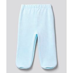 Babyhug 100% Cotton Knit Striped & Bear Printed Bootie Leggings Pack Of 3 - Light Blue White & Orange