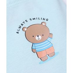 Babyhug 100% Cotton Knit Striped & Bear Printed Bootie Leggings Pack Of 3 - Light Blue White & Orange