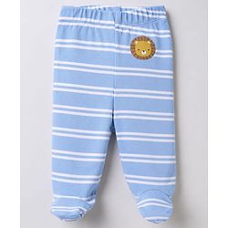 Babyhug 100% Cotton Knit Full Length Striped Bootie Leggings With Animal Print Pack of 3 - Orange
