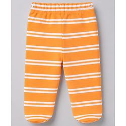 Babyhug 100% Cotton Knit Full Length Striped Bootie Leggings With Animal Print Pack of 3 - Orange
