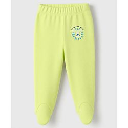 Babyhug 100% Cotton Knit Bootie Leggings with Animal , Star & Text Print Pack of 3 - White , Green & Violet