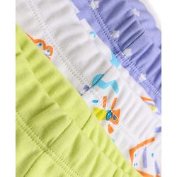 Babyhug 100% Cotton Knit Bootie Leggings with Animal , Star & Text Print Pack of 3 - White , Green & Violet