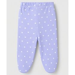 Babyhug 100% Cotton Knit Bootie Leggings with Animal , Star & Text Print Pack of 3 - White , Green & Violet