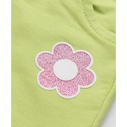 Babyhug Cotton Looper Knit Jogger Fit Full Length Track Pant with Flower Patch in Lime Green