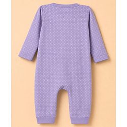 Babyhug Interlock Knit 100% Cotton Full Sleeves With Floral & Polka Dot Print Rompers Pack of 2 - White & Purple