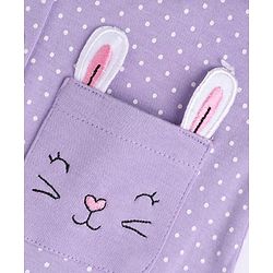 Babyhug Interlock Knit 100% Cotton Full Sleeves With Floral & Polka Dot Print Rompers Pack of 2 - White & Purple