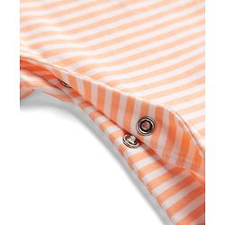 Babyhug 100% Cotton Interlock Knit Full Sleeves Striped Rompers With Animal Print Pack of 2 - Peach & Blue